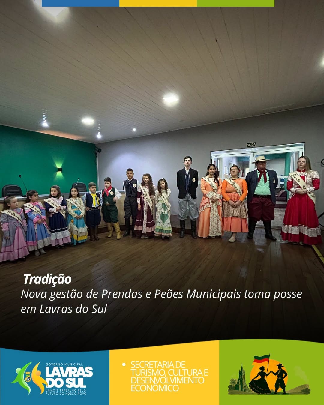 Cerimônia de posse da nova gestão de Prendas e Peões Municipais de Lavras do Sul