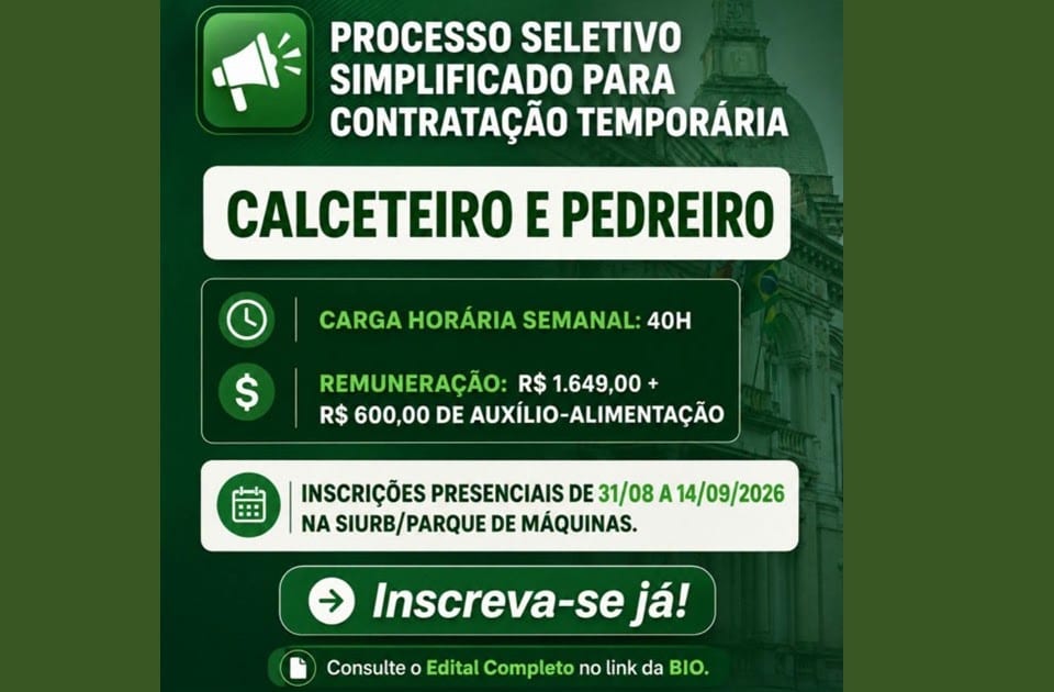 Dom Pedrito lança edital para contratar calceteiros e pedreiros temporários