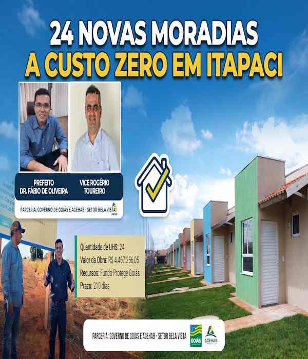 Itapaci anuncia 24 moradias a custo zero no Setor Bela Vista