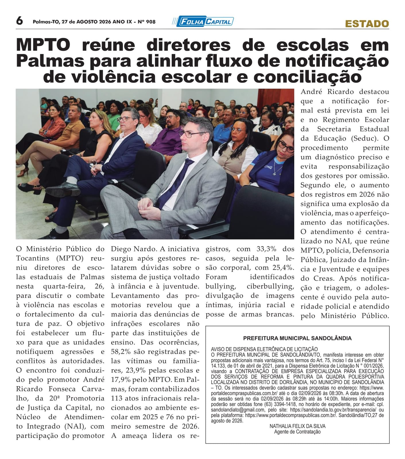 Aviso de Dispensa PREFEITURA MUNICIPAL SANDOLÂNDIA – TO