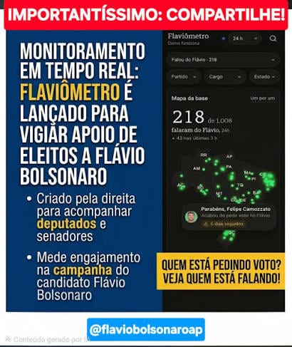 Dica do editor - Site Flaviômetro inova e dá tudo em tempo real sobre os apoios à campanha de Flávio