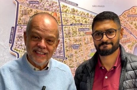 Em visita a SCS, suplente de senador Diego Torres reforça aliança com Tite