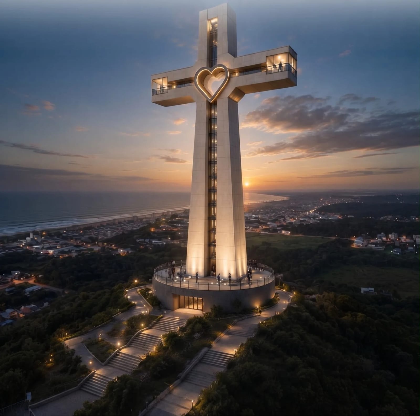 Projeto prevê monumento de 33 m e complexo religioso na Lagoa da Itapeva, em Torres