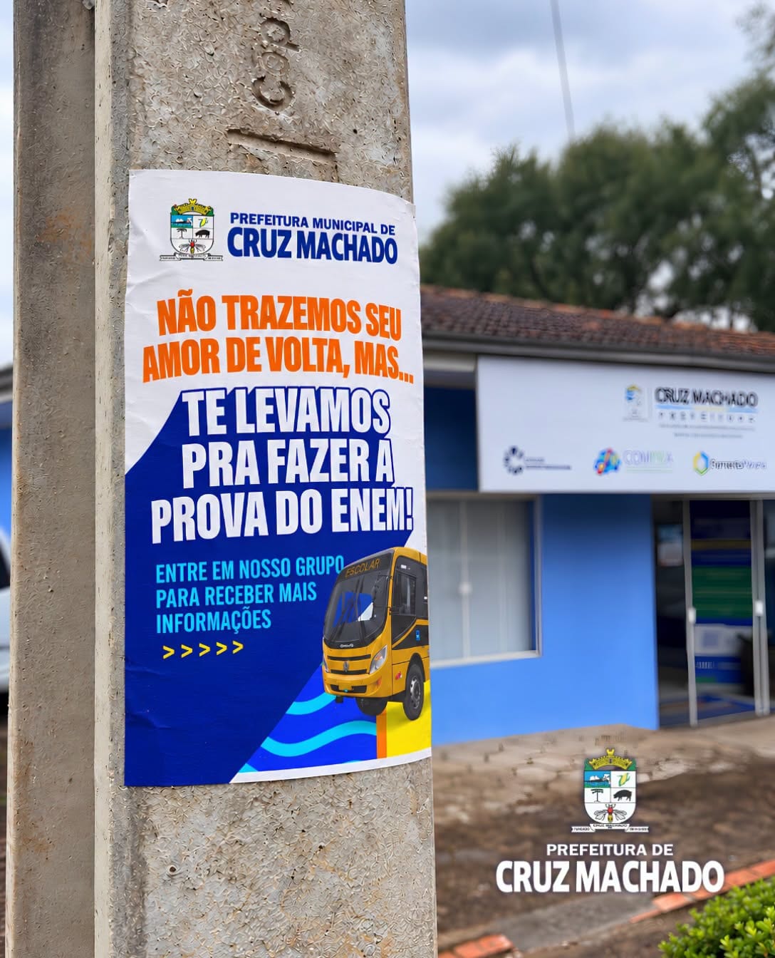 Prefeitura de Cruz Machado disponibiliza transporte gratuito para estudantes realizarem o Enem 2026