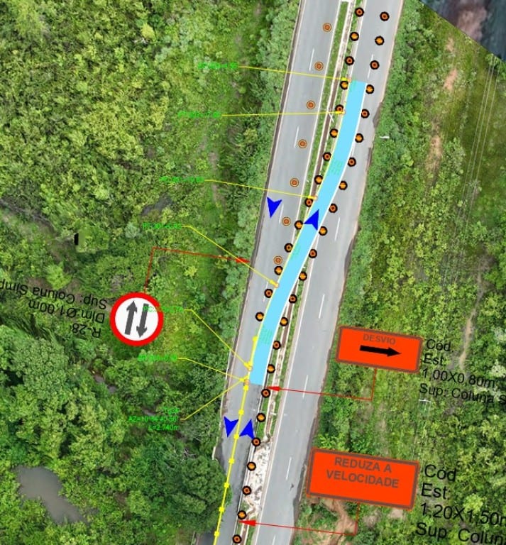 Obra no km 503 da BR-070 altera tráfego por 90 dias em trecho de 500 m