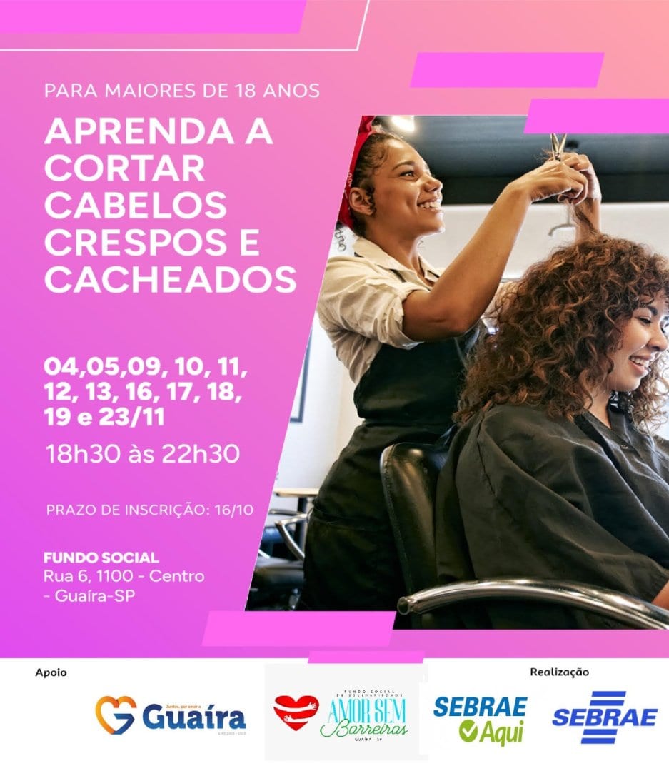 Fundo Social abre vagas para curso de corte de cabelos cacheados