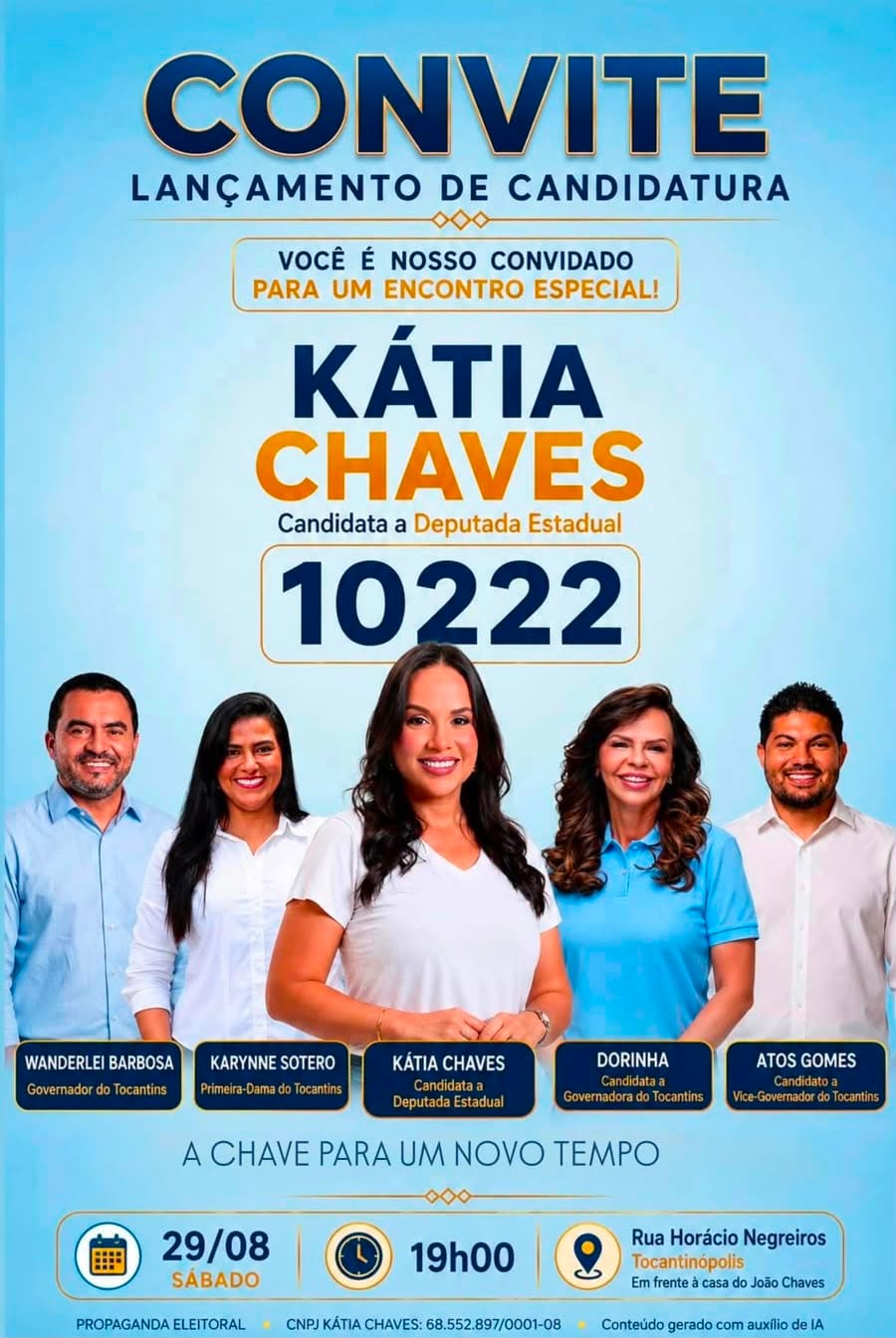 Kátia Chaves lança candidatura a deputada estadual neste sábado em Tocantinópolis