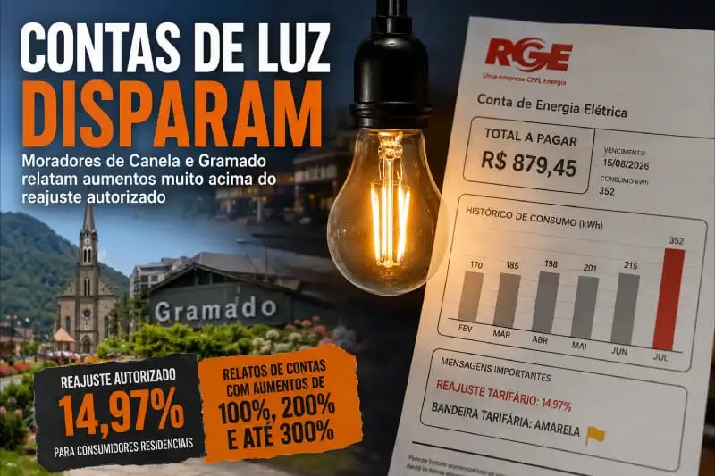 Contas de luz disparam em Canela e Gramado muito além do reajuste