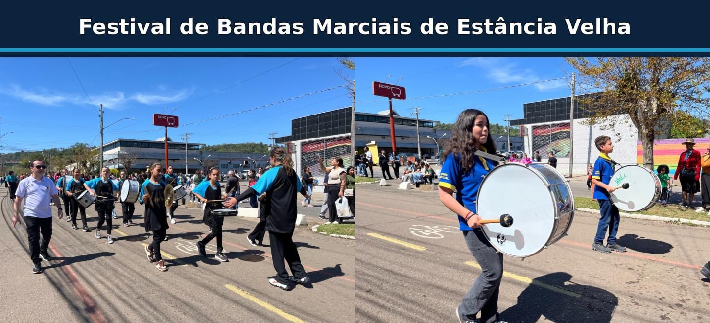 Estância Velha realiza Festival de Bandas Marciais com cerca de 270 estudantes