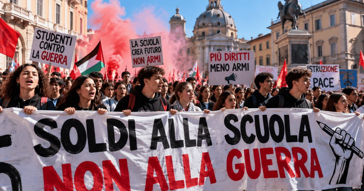 Estudantes voltam às ruas da Itália por educação e contra gastos militares