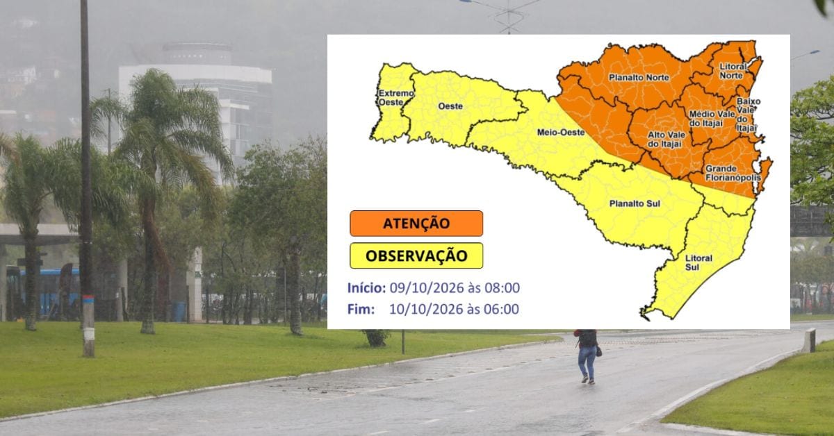 Grande Florianópolis terá chuva no fim de semana e queda nas temperaturas no feriado