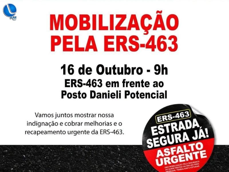 Mobilização cobra melhorias na ERS-463 entre Tapejara e Coxilha nesta sexta-feira
