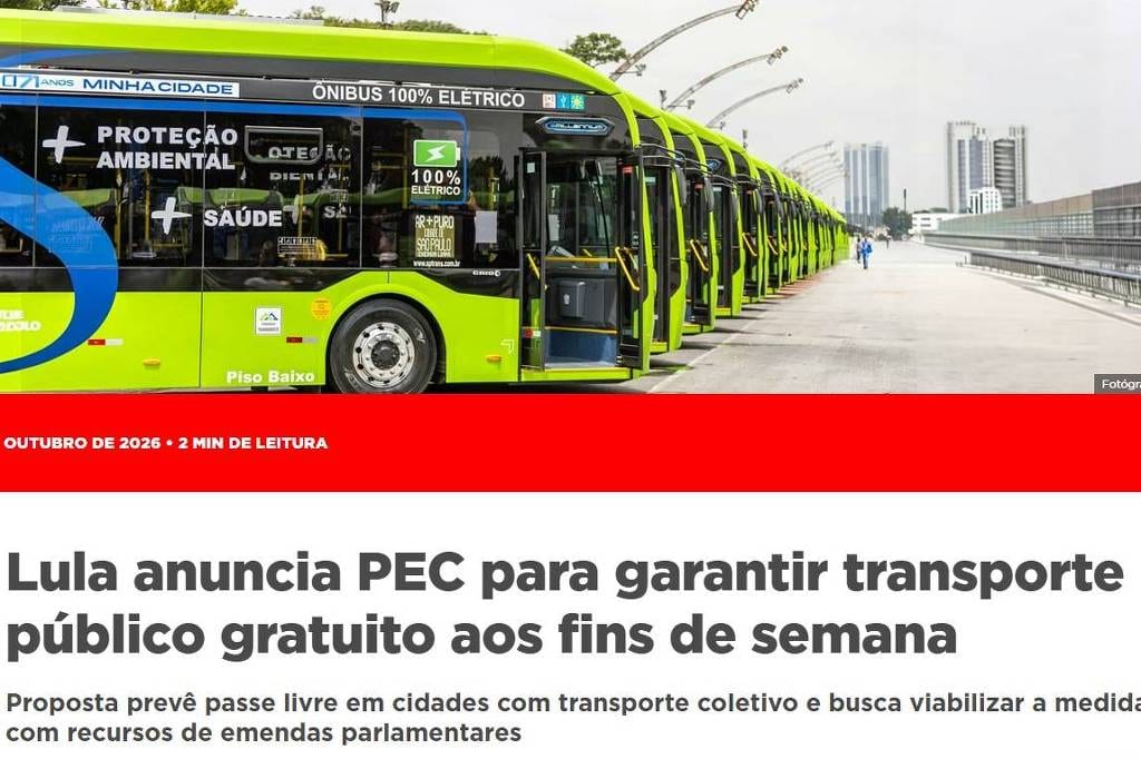 Campanha de Lula usa foto da gestão Nunes para ilustrar anúncio do transporte gratuito