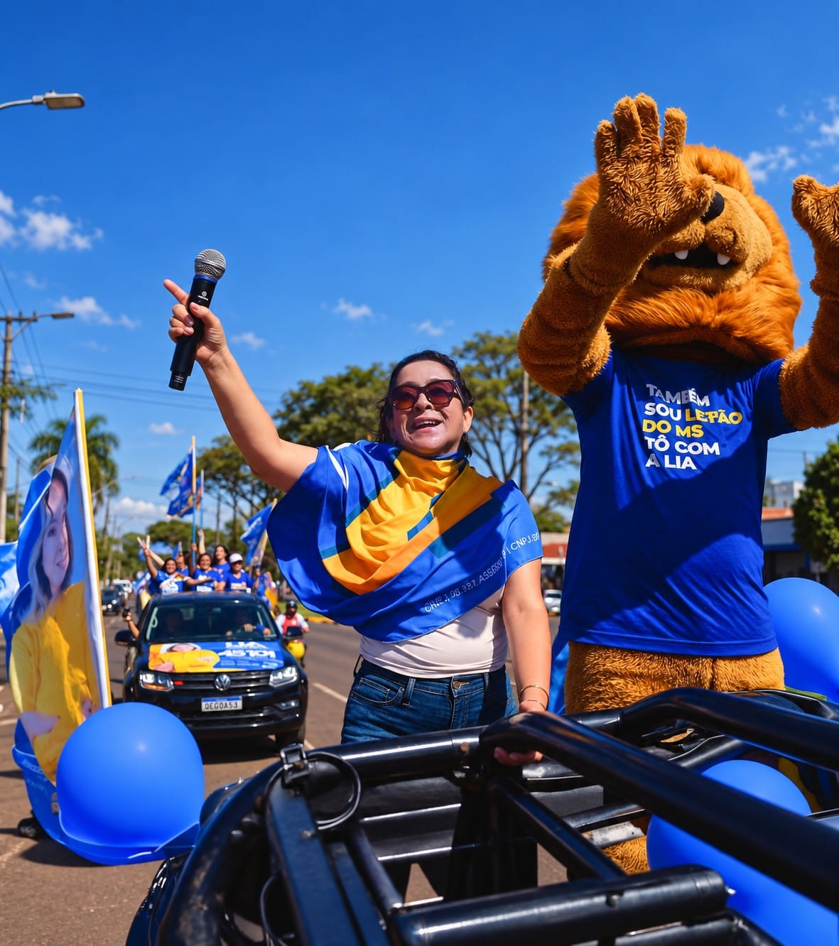 Carreata de Lia Nogueira percorre mais de 10 km na avenida Marcelino Pires, em Dourados