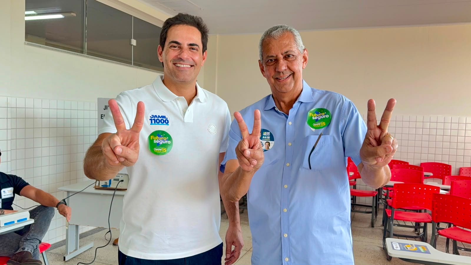 Jamil Calife e o prefeito Velomar Rios votam em Catalão e reforçam confiança na continuidade do trabalho pela cidade e r