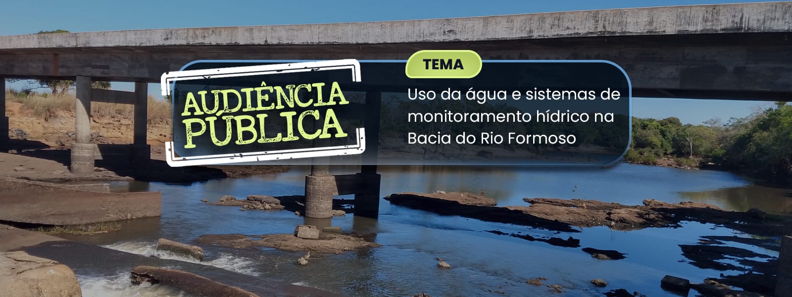 Uso da água na Bacia do Rio Formoso e sistema de monitoramento hídrico são temas de audiência pública do MPTO no dia 26