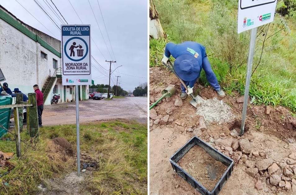 Prefeitura instala lixeiras e placas para descarte de resíduos na zona rural
