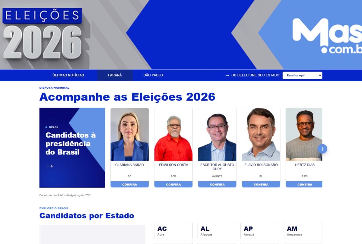 Portal Massa lança página com candidatos das Eleições 2026