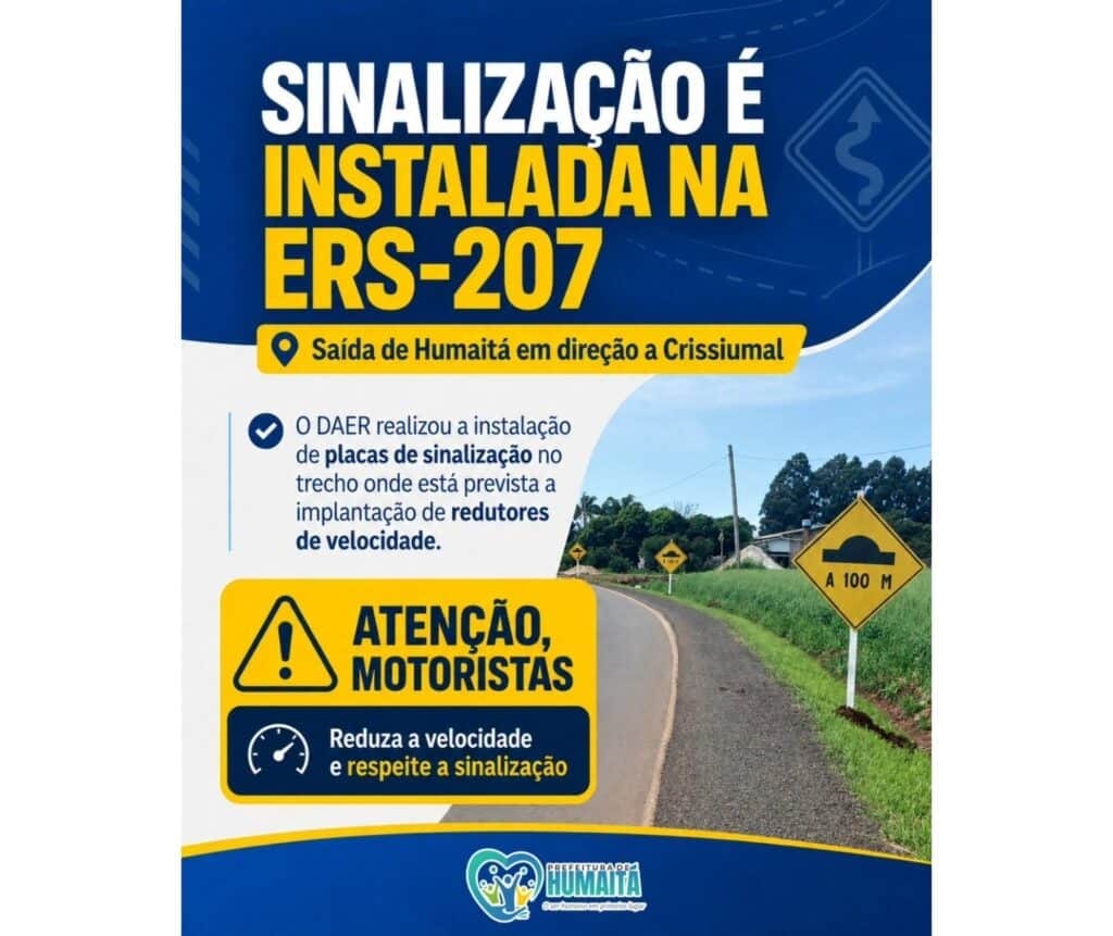 Humaitá orienta motoristas sobre sinalização na ERS-207, saída para Crissiumal