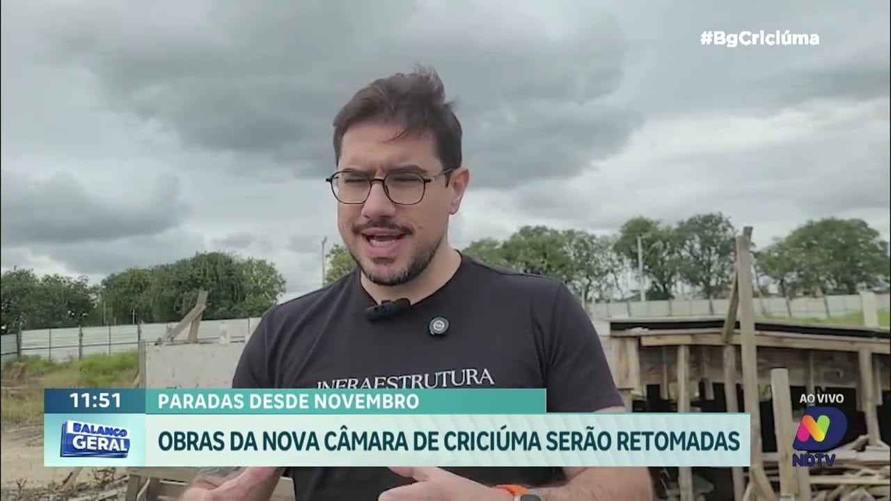 Obras da nova Câmara de Criciúma serão retomadas após meses