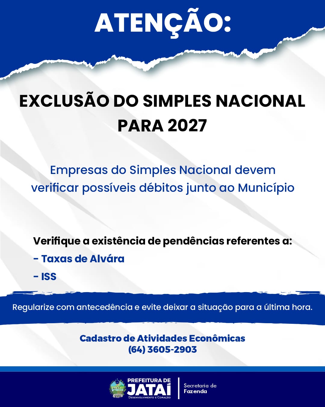 Prefeitura de Jataí alerta empresas sobre regularização do Simples Nacional
