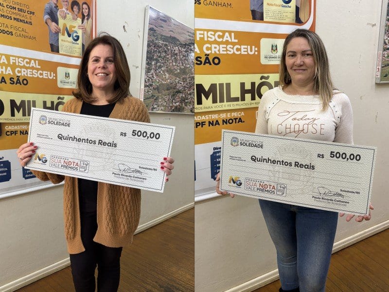 Duas moradoras de Soledade recebem R$ 500 em sorteio do programa Sua Nota Vale Prêmios