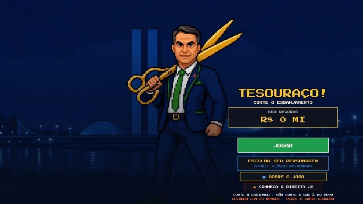 Flávio Bolsonaro lança ‘Tesouraço’, jogo em que usuário corta gastos do governo Lula com viagens, cartão corporativo e p