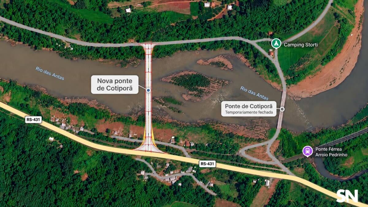 Cotiporã abre licitação de R$ 26,65 milhões para nova ponte sobre o Rio das Antas