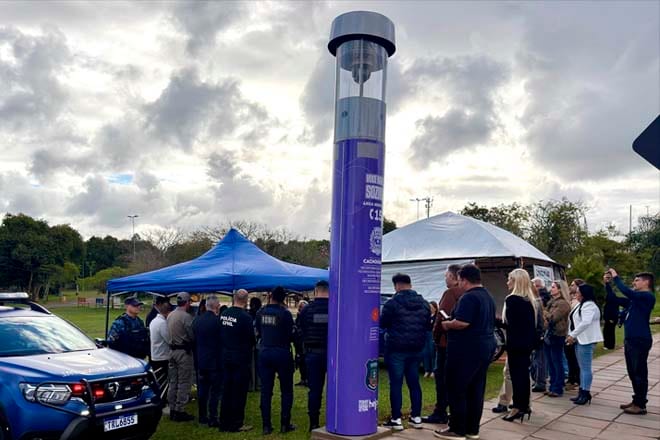 “Já salvou uma mulher”: Jussara inaugura totem do Botão do Pânico no Parcão de Cachoeirinha