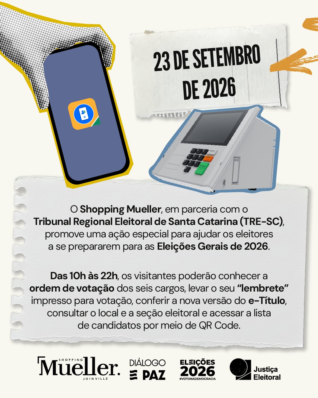Shopping Mueller e TRE-SC fazem orientação ao eleitor em Joinville