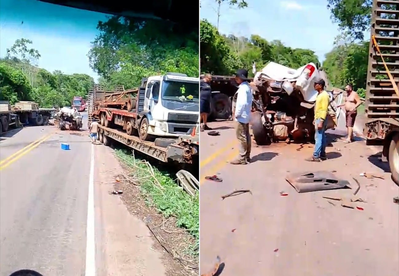Acidente grave entre caminhões e caminhonete mata criança e deixa feridos na BR-153