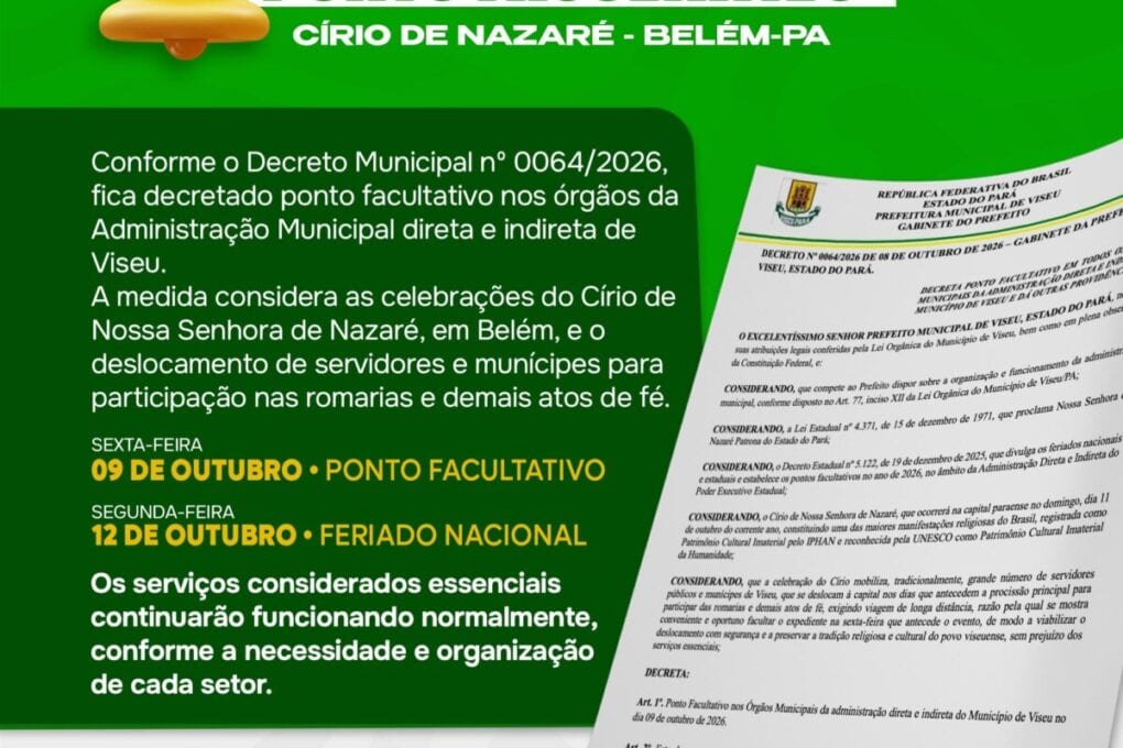 Prefeitura de Viseu anuncia ponto facultativo em 9 de outubro
