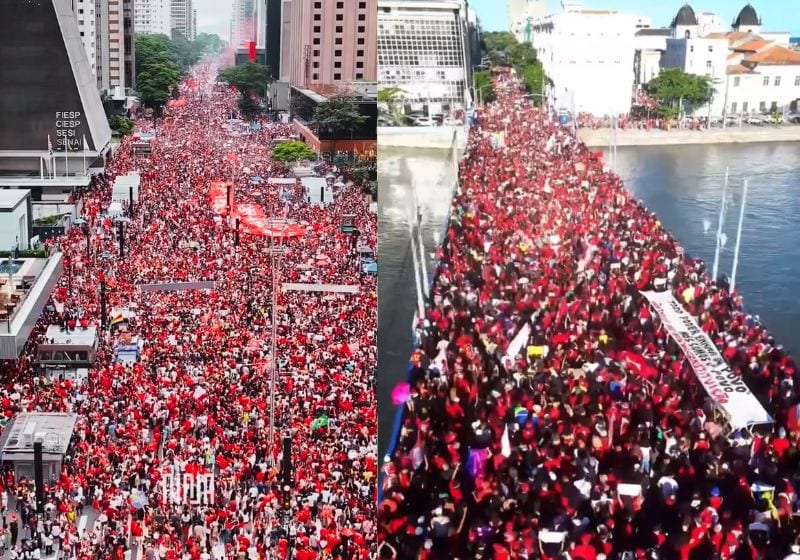 Manifestações em apoio a Lula mobilizam 76 cidades do Brasil; Paulista reúne multidão; vídeo