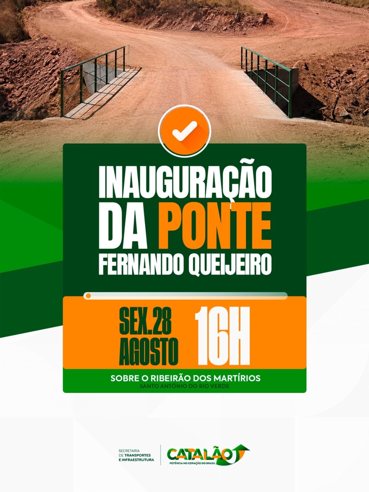 Catalão inaugura a Ponte Domingos Fernando de Souza em 28 de agosto