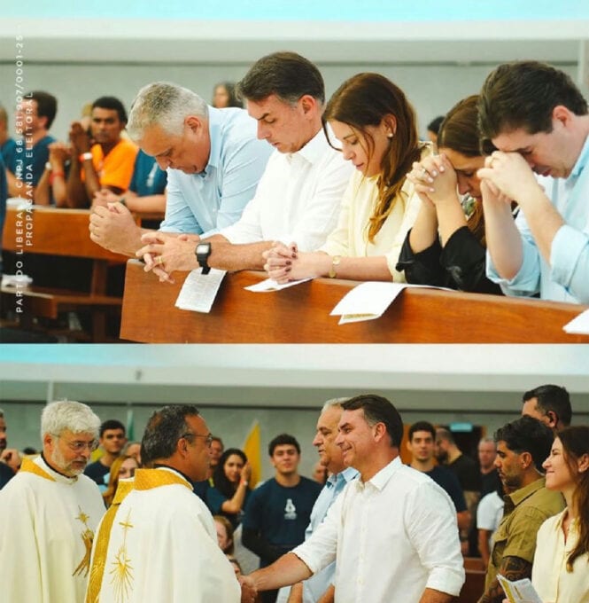 Flávio Bolsonaro participa de missa em Brasília e fala sobre visita ao pai