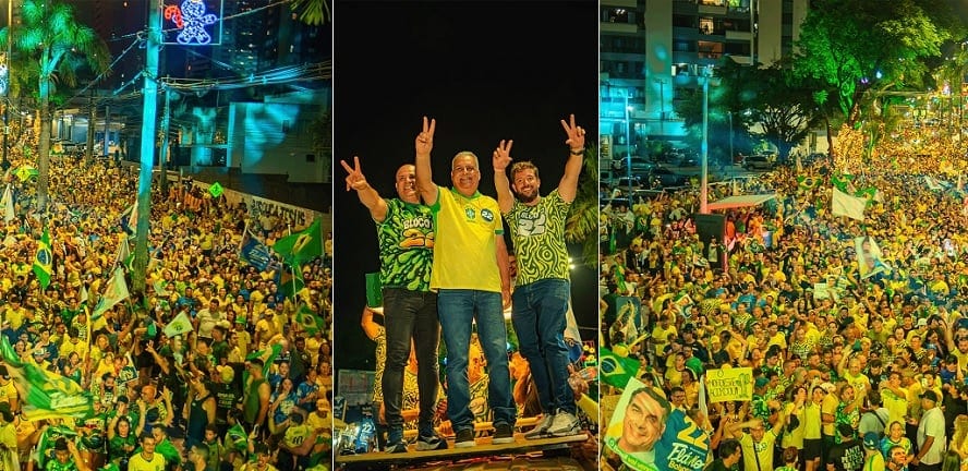 Com gritos de “Fora PT”, multidão toma conta da Avenida Epitácio Pessoa, em João Pessoa, no Bloquinho 22