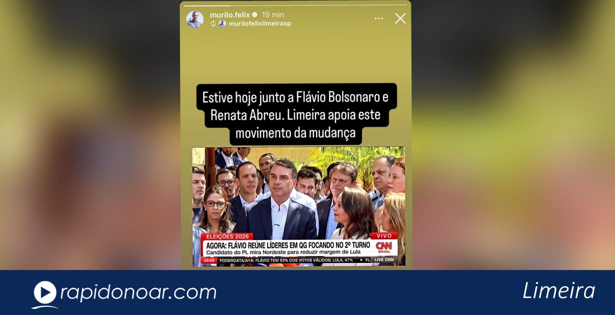 Prefeito de Limeira declara apoio a Flávio Bolsonaro no segundo turno das eleições presidenciais
