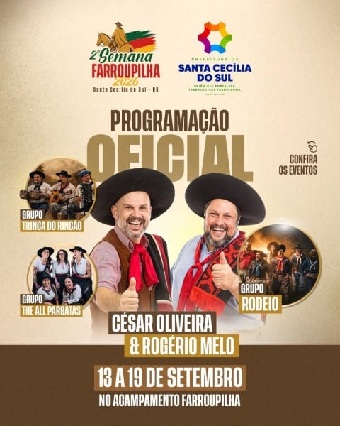 Santa Cecília do Sul divulga programação da Semana Farroupilha