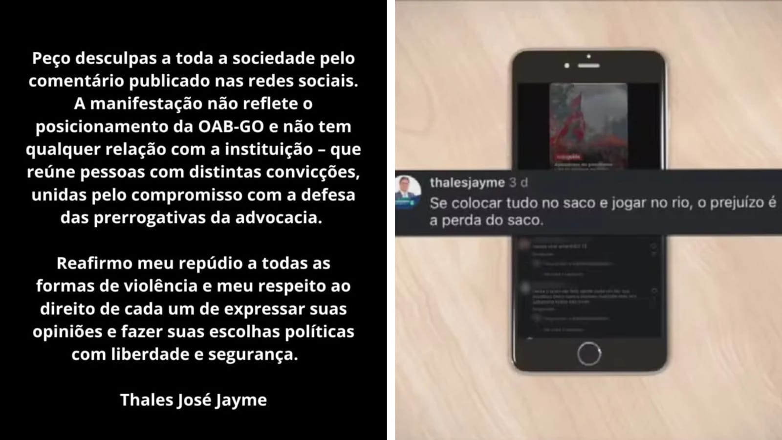 Vice-presidente da OAB-GO pede desculpas após comentário em vídeo de manifestação de petistas: ‘Se colocar tudo no saco