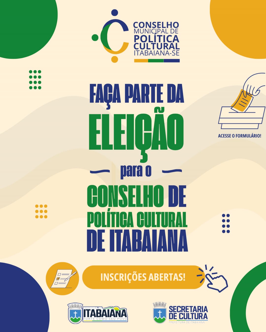 Itabaiana abre inscrições para eleição do Conselho Municipal de Cultura