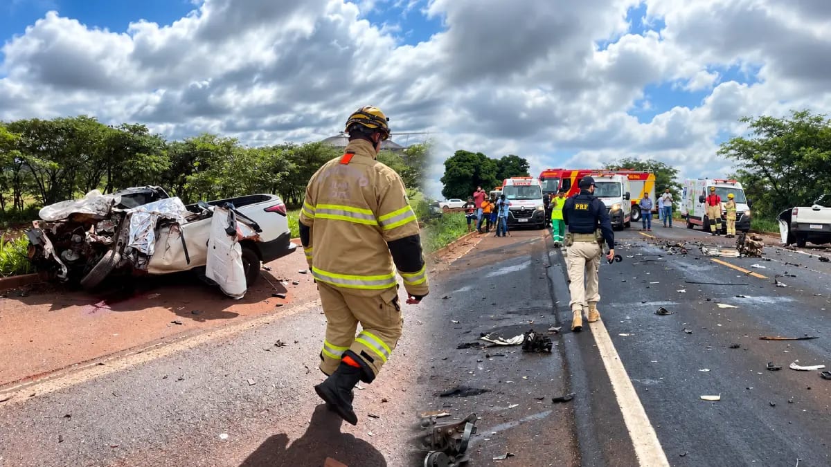 Motorista morre em acidente entre bitrem e Strada na BR-452