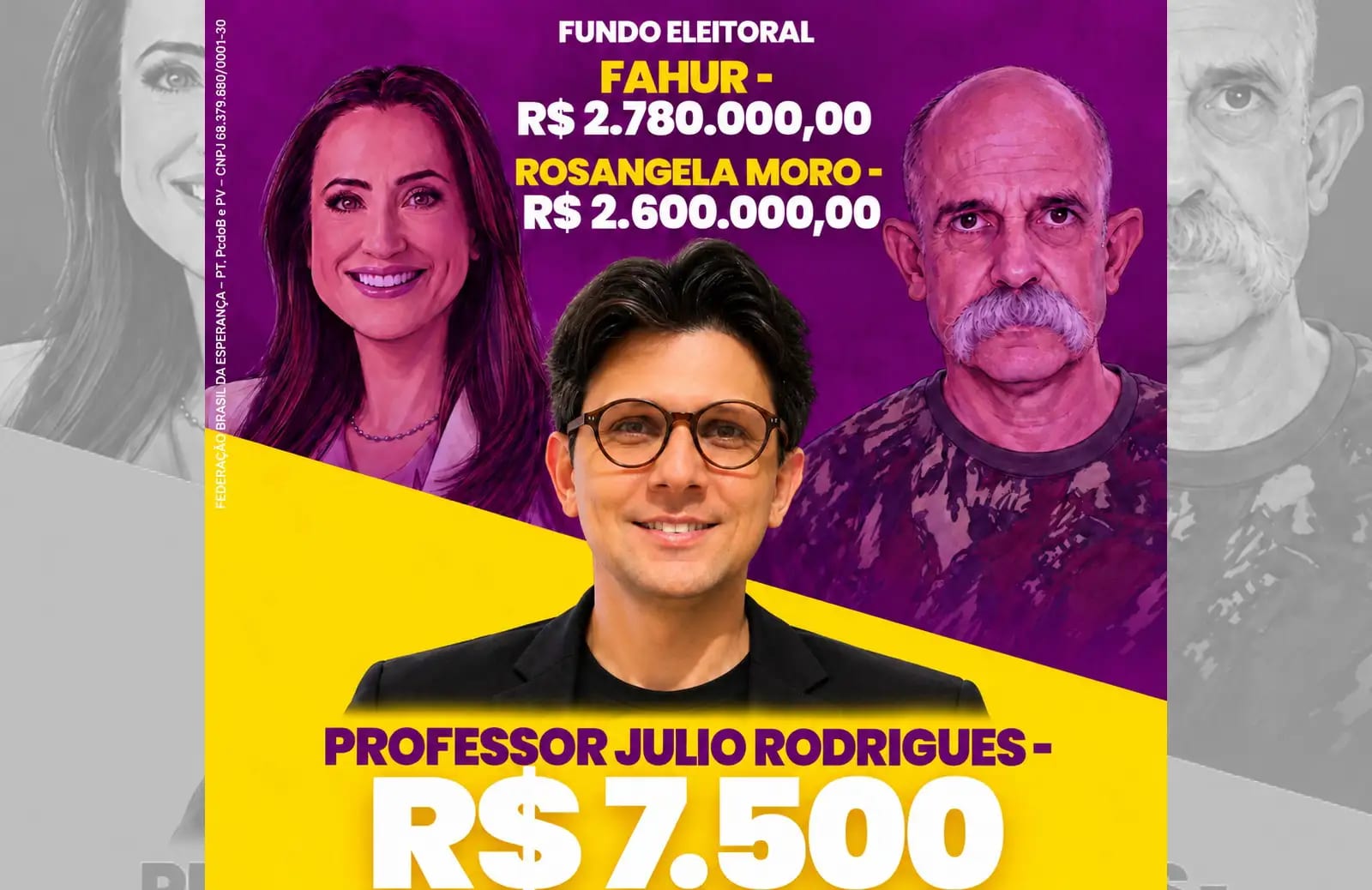 Julio Rodrigues compara valores do fundo eleitoral com o PL