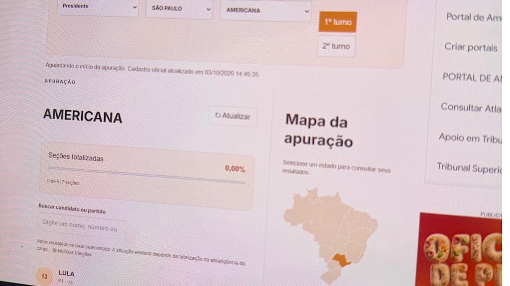 Portal de Americana transmite apuração ao vivo a partir das 17h deste domingo (4)