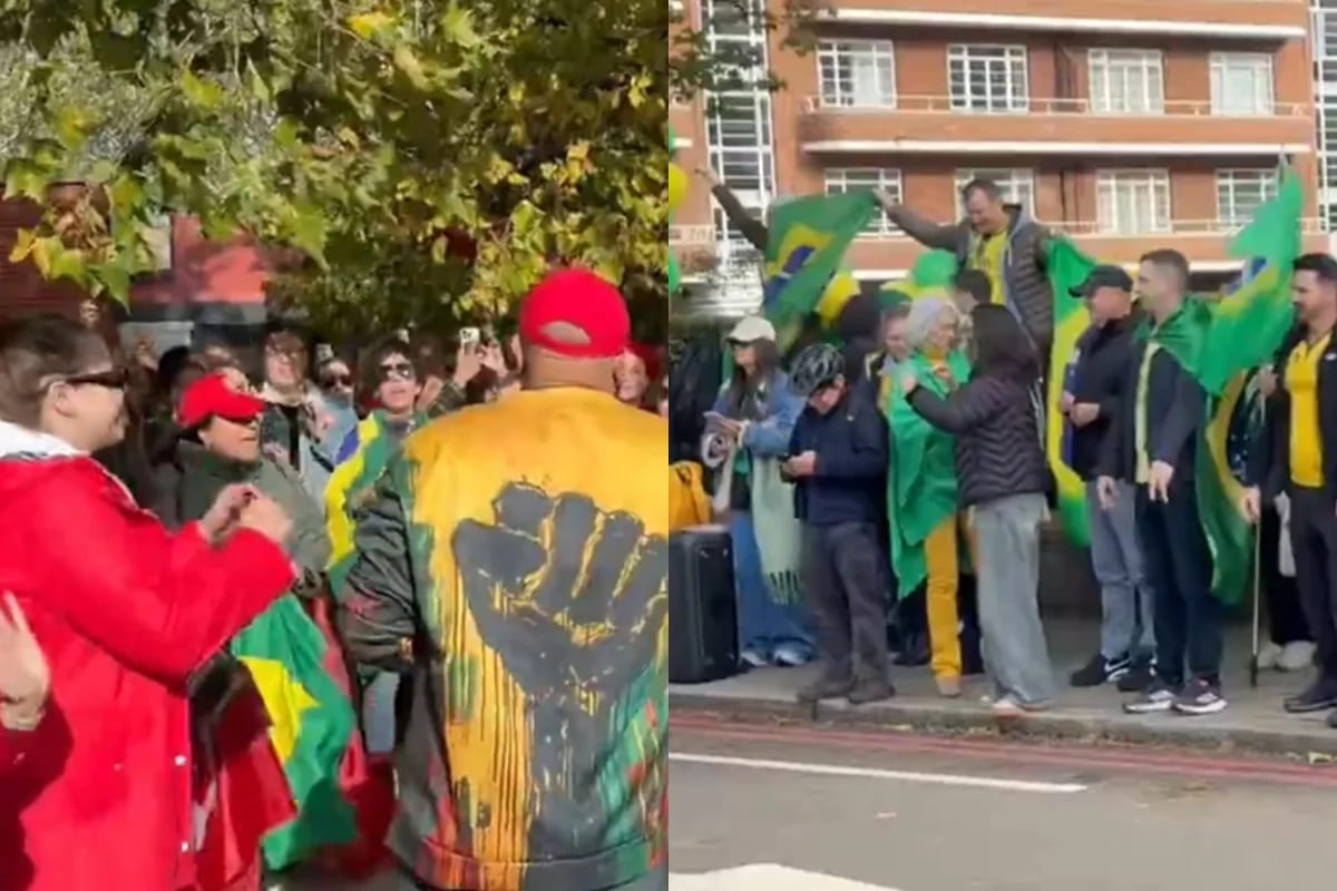Apoiadores de Lula e Flávio Bolsonaro fazem atos na mesma rua em Londres