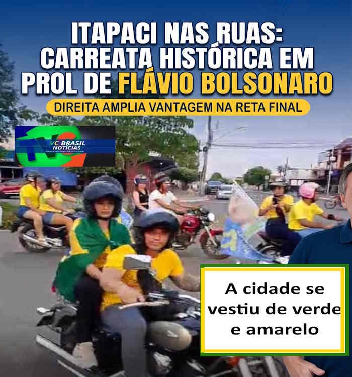Eleições 2026 em Itapaci: Eleitores de direita realizam grande carreata em apoio a Flávio Bolsonaro