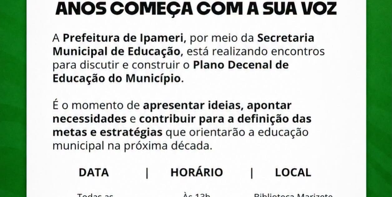 Ipameri faz encontros semanais para montar Plano Decenal de Educação