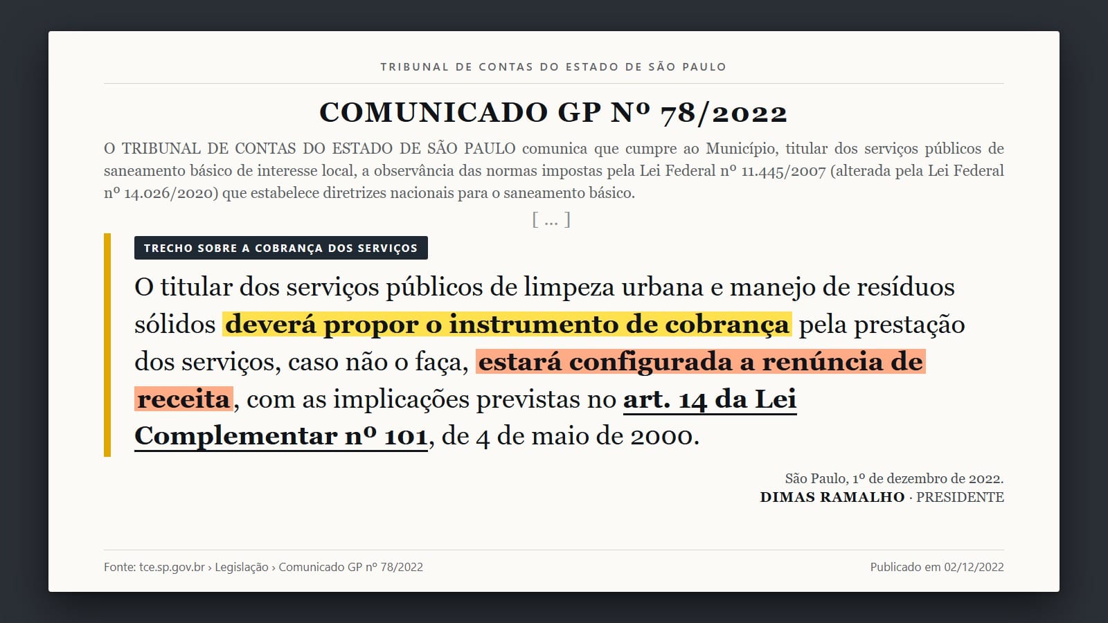 Taxa de lixo em Fartura: descumprimento de obrigação legal pode gerar penalidades ao prefeito; Prefeitura já encaminhou