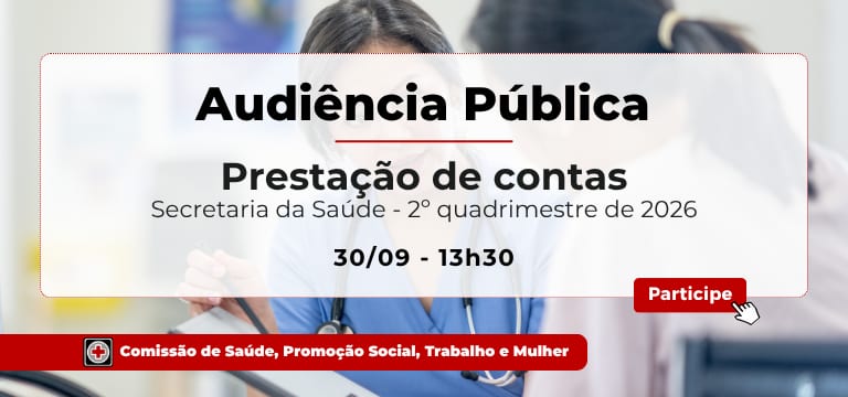 Câmara realiza audiência sobre prestação de contas da Saúde do 2º quadrimestre de 2026