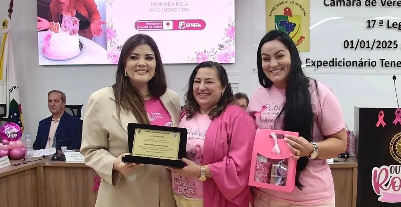 Câmara de Penha homenageia mulheres em sessão especial do Outubro Rosa