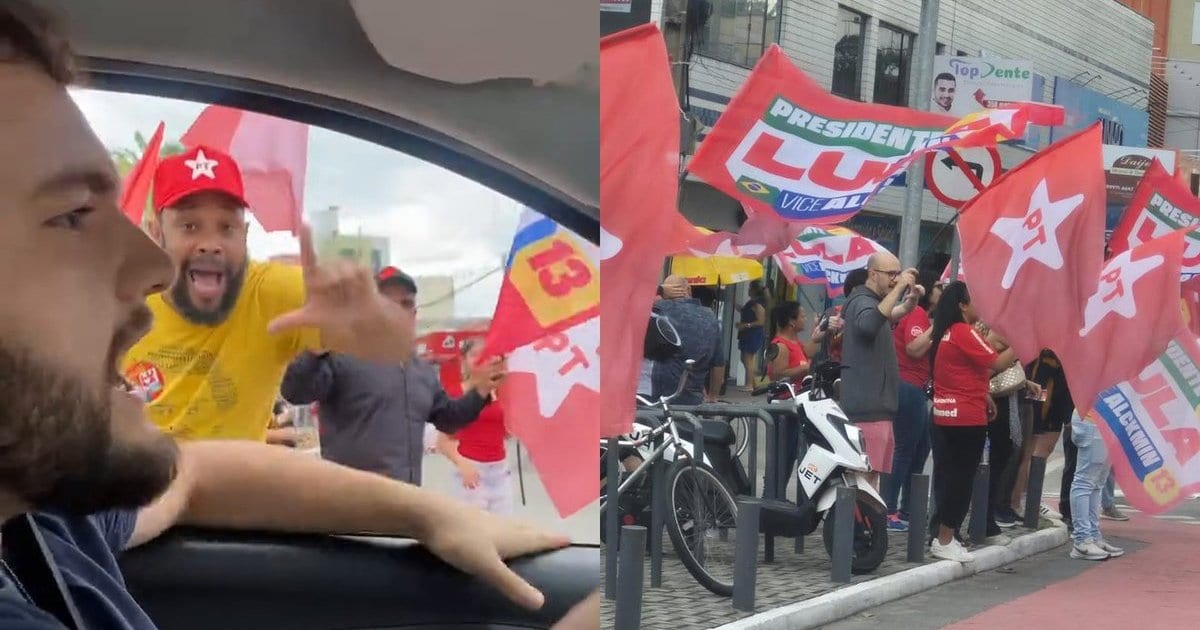 Bolsonarista grita “Lula ladrão” para militantes do PT em Palhoça e é confrontado na janela do carro